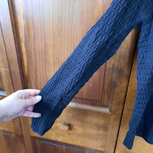 🛍 Old Navy Textured Cotton-blend Tunic Length Black Jack Knit Sweater Size S - Picture 5 of 9